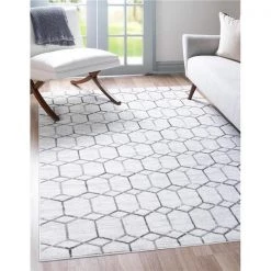 Unique Loom 3148906 6 x 9 ft. Matrix Trellis Tile Rectangular Rug; Ivory