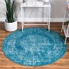 Unique Loom 3149298 5 x 5 ft. Traditional Aarhus Round Rug; Teal