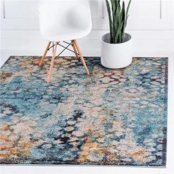 Unique Loom 3144755 6 x 6 ft. Pollock Vita Square Rug; Turquoise