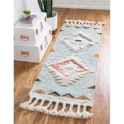 Unique Loom 3146951 2 ft. 2 in. x 8 ft. 2 in. Mesa Runner Rug; Light Blue