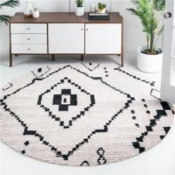 Unique Loom 3148519 4 x 4 ft. Rif Morocco Round Rug; Ivory