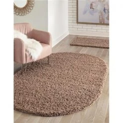 Unique Loom 3151418 3 ft. 3 in. x 5 ft. 3 in. Solid Shag Oval Rug; Cocoa