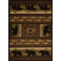 United Weavers 750 01943 28 1 ft. 11 in. x 7 ft. 4 in. Affinity Black Bears Runner Rug; Lodge