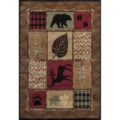 United Weavers 712 30375 58 5 ft. 3 in. x 7 ft. 2 in. Woodside Hunters Patchwork Area Rug; Multicolor