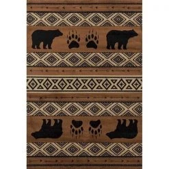 United Weavers 712 30850 58 5 ft. 3 in. x 7 ft. 2 in. Woodside Bear Imprint Area Rug; Brown