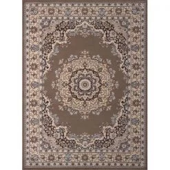 United Weavers 851 10173 28a 2 ft. 3 x 7 ft. 2 in. Dallas Floral Kirman Runner Rug; Ash Beige