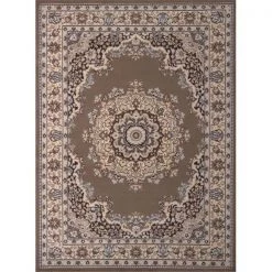 United Weavers 851 10173 58 5 ft. 3 in. x 7 ft. 2 in. Dallas Floral Kirman Area Rug; Ash Beige