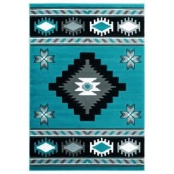 United Weavers of America 2050 10469 24 1 ft. 10 in. x 2 ft. 8 in. Bristol Caliente Turquoise Rectangle Accent Rug