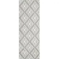 United Weavers 2615 30290 28E 2 ft. 7 in. x 7 ft. 2 in. Mellow Hollow Hand Carved Runner Power Loomed Shag Rug; Grey