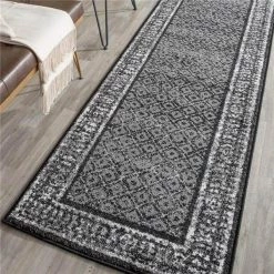 Safavieh ADR110A-212 2 ft.-6 in. x 12 ft. Adirondack Power Loomed Runner Area Rug; Black & Silver