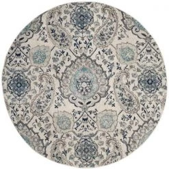 Safavieh MAD600C-4R 4 x 4 ft. Madison Power Loomed Round Area Rug; Cream & Light Grey