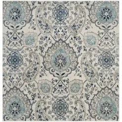 Safavieh MAD600C-4SQ 4 x 4 ft. Madison Power Loomed Square Area Rug; Cream & Light Grey