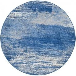 Safavieh ADR112F-4R Adirondack Round Area Rug; Silver & Blue - 4 x 4 ft.