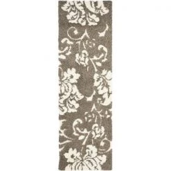 Safavieh SG458-7913-211 Shag Runner Rug; Smoke & Beige - 2 ft.-3 in. x 11 ft.