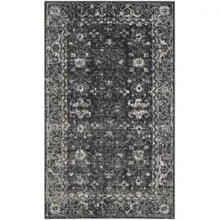 Safavieh EVK270K-3 3 x 5 ft. Evoke Power Loomed Small Rectangle Area Rug; Charcoal & Ivory