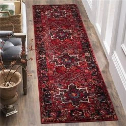 Safavieh VTH211A-210 2 ft.-3 in. x 10 ft. Vintage Hamadan Power Loomed Runner Rug; Red & Multi