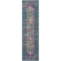Safavieh MAD122C-28 2 ft.-3 in. x 8 ft. Runner Madison Power Loomed Rug; Blue & Fuchsia