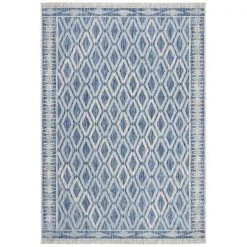 Safavieh CY8531-36821-5 Courtyard Power Loomed Medium Rectangle Area Rug; Navy & Grey - 5 ft.-3 in. x 7 ft.-7 in.