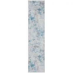 Safavieh TUL209A-27 2 x 7 ft. Tulum Runner Rug; Ivory & Blue