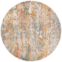 Safavieh MAD460F-8R 8 x 8 ft. Madison 400 Contemporary Round Rug; Grey & Orange