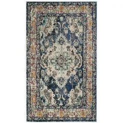Safavieh MNC243N-3 Monaco Small Rectangle Area Rug; Navy & Light Blue - 3 x 5 ft.