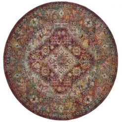 Safavieh CRS507B-7R Crystal Power Loomed Round Area Rug; Light Blue & Fuchsia - 7 x 7 ft.