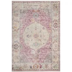 Safavieh ILL708F-4 Illusion Power Loomed Medium Rectangle Area Rug; Rose & Cream - 4 x 6 ft.