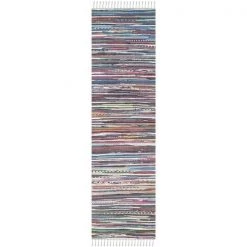 Safavieh RAR121M-25 2 ft. 3 in. x 5 ft. Rag Hand Woven Runner Area Rug; Grey & Multicolor