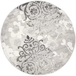 Safavieh ADR114B-4R Adirondack Round Rugs; Silver & Ivory - 4 x 4 ft.