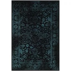 Safavieh ADR109K-5 Adirondack Power Loomed Medium Rectangular Area Rug; Black & Teal - 5 ft. 1 in. x 7 ft. 6 in.