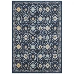 Safavieh EVK210A-5 5 ft.-1 in. x 7 ft.-6 in. Medium Rectangle Evoke Power Loomed Rug; Royal & Ivory