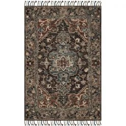 Safavieh APN112A-4 Aspen Hand Tufted Small Rectangle Rug; Charcoal & Light Brown - 4 x 6 ft.