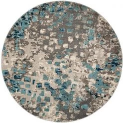 Safavieh MNC225E-3R Monaco Power Loomed Round Rug; Grey & Light Blue - 3 x 3 ft.