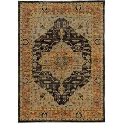 Oriental Weavers A7138B240343ST 7 ft. 10 in. x 10 ft. 10 in. Andorra Traditional Area Rug; Gold