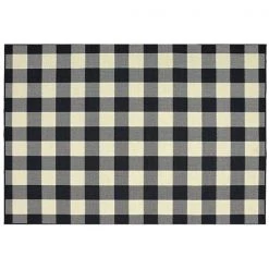 Oriental Weavers M1932K160230ST Marina Indoor Outdoor Outdoor Geometric Rectangle Area Rug; Black Ivory - 5 ft. 3 in. x 7 ft. 6 in.