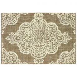 Oriental Weavers M5929J160230ST Marina Indoor Outdoor Outdoor Oriental Rectangle Area Rug; Tan - 5 ft. 3 in. x 7 ft. 6 in.