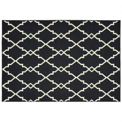 Oriental Weavers M7763K240RDST Marina Indoor Outdoor Outdoor Geometric Round Rug; Black - 7 ft. 10 in. x 7 ft. 10 in.