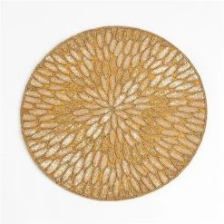 Saro Lifestyle SARO 3517.GL15R 15 in. Beaded Design Placemats Gold - Set of 4
