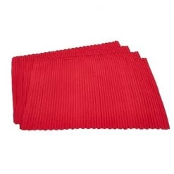 Saro Lifestyle SARO 2126.R1319B 13 x 19 in. Cotton Mattor Ribbed Placemat Red - Set of 4