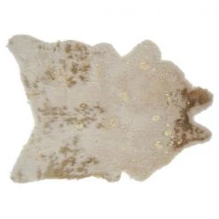 Saro Lifestyle SARO 1044.I2435 24 x 35 in. Ivory Foil Print Faux Cow Hide Rug