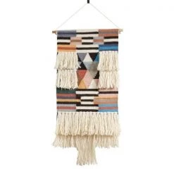Saro Lifestyle SARO WA984.M Textured Woven Wall Hanging with Fringe Design