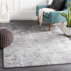 Surya WNL2310-23 2 x 3 ft. Wanderlust Machine Woven Rug; Silver Gray; White & Charcoal
