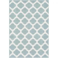 Surya ALF9664-1616 18 in. Alfresco Indoor & Outdoor Sample Area Rug - Aqua; White