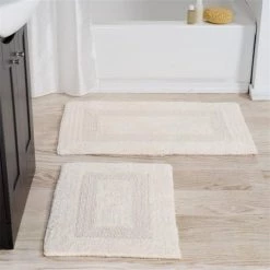 Bedford Home 67A-01677 100 Percent Cotton 2 Piece Reversible Rug Set - Ivory