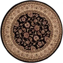 Well Woven 549334R Sarouk Traditional Round Rug; Black - 3 ft. 11 in.