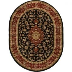 Well Woven 54103-6O Medallion Kashan Traditional Oval Rug; Black - 6 ft. 7 in. x 9 ft. 6 in.