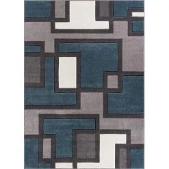 Well Woven 600968 Imagination Squares Modern Rug; Blue - 9 ft. 3 in. x 12 ft. 6 in.
