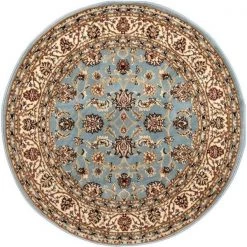 Well Woven 549364R Sarouk Traditional Round Rug; Light Blue - 3 ft. 11 in.