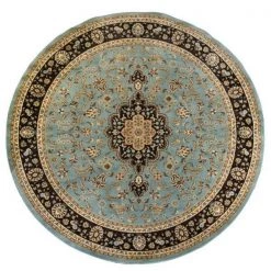 Well Woven 541064R Medallion Kashan Traditional Round Rug; Light Blue - 3 ft. 11 in.