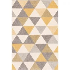 Well Woven MC-62-7 Alvin Modern Geometric Rug; Gold - 7 ft. 10 in. x 9 ft. 10 in.